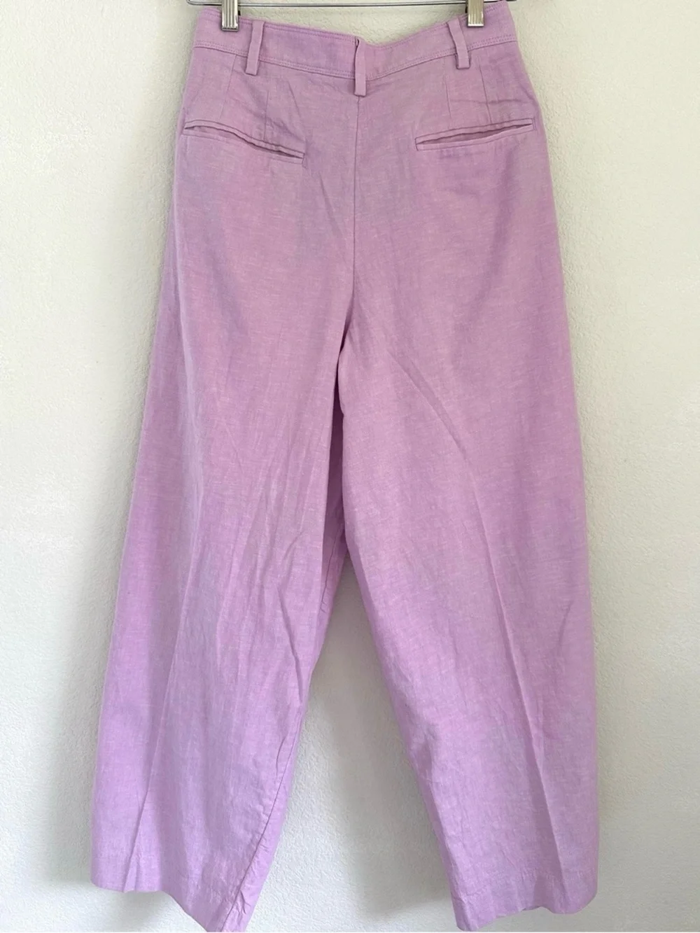 Banana Republic Linen Blend Wide Leg Trousers Pink Lavender Petite 10 Quiet Luxu